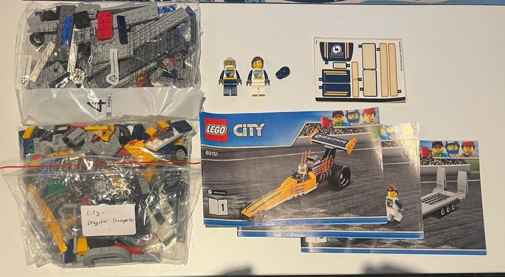 Lego City Jungle Helicopter en Dragster Transporter, Ophalen, City, Lego, Zo goed als nieuw