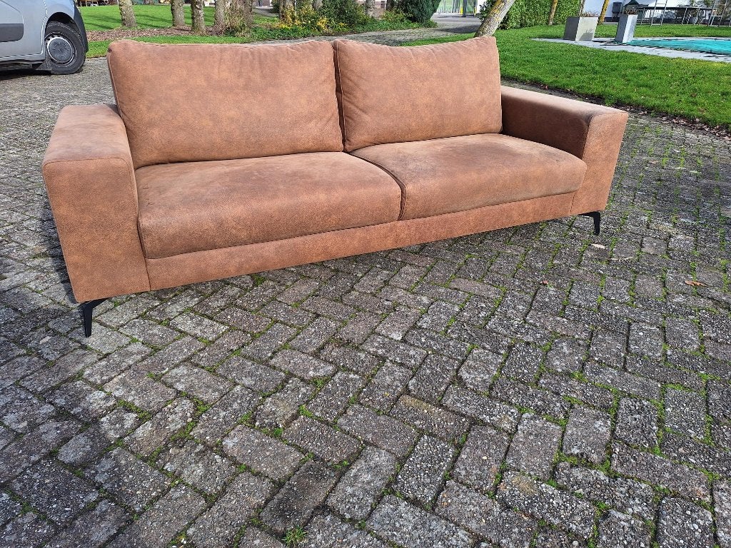 Microleder 4 zits bank, groot bankstel in micro leer, Gebruikt, 125 cm of meer, Ophalen of Verzenden, Leer