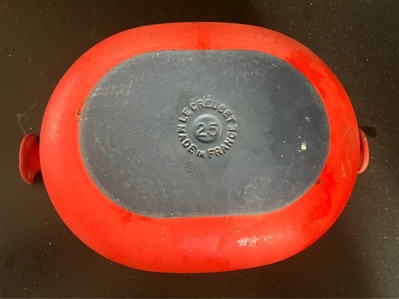 Vintage Le Creuset ovale braadpan 25 rood, Ophalen, Gebruikt, Le Creuset, Braadpan