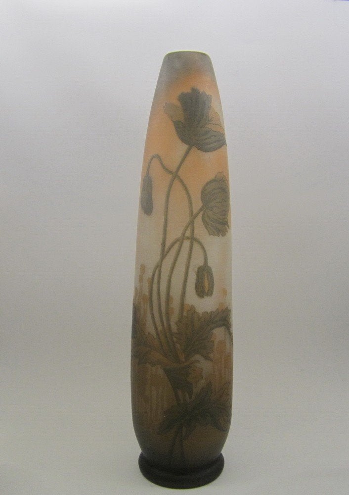 Antieke cameo glazen vaas D'Argental, art nouveau, ca 1910, Antiek en Kunst, Antiek | Glaswerk en Kristal, Verzenden