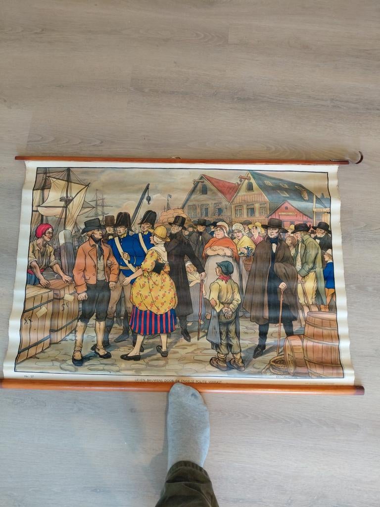 Schoolplaat Lieven Bauwens Engelse politie, Antiek en Kunst, Ophalen