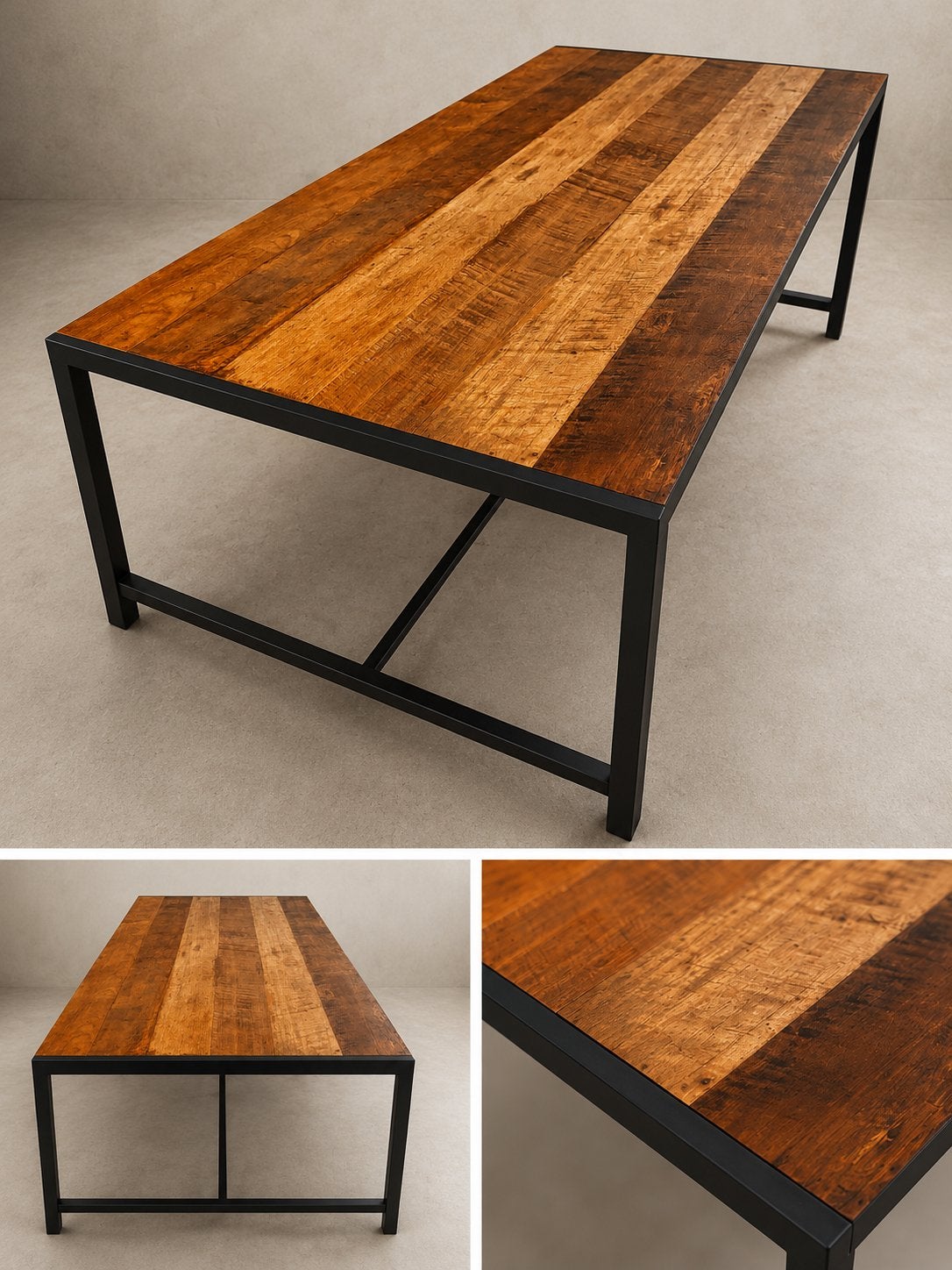 Eettafel - Industriële look - 180cm x 90cm, Huis en Inrichting, Gebruikt, 50 tot 100 cm, Industrieel, Rechthoekig