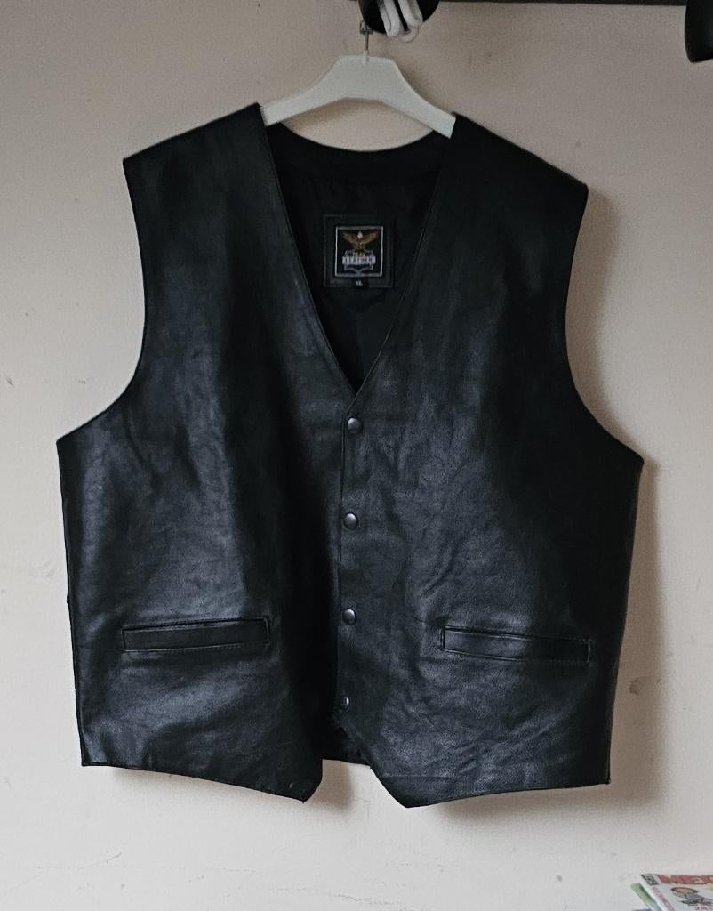 Gilet de moto sans manches vintage en cuir taille XL, Motos, Femmes, Enlèvement ou Envoi, Manteau | cuir, REAL LETHER