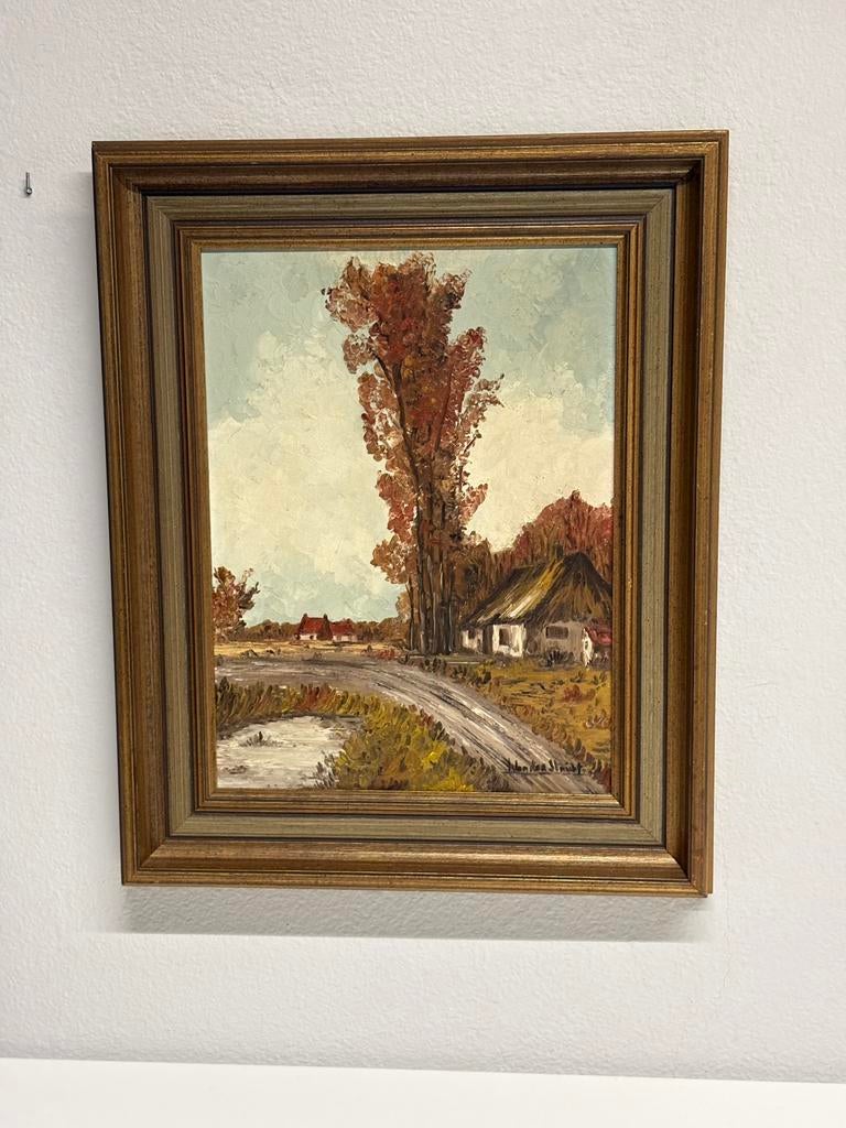 Olieverfschilderij "Herfstlandschap" - Van der Stricht, Antiek en Kunst, Ophalen of Verzenden