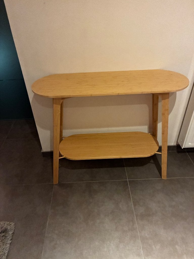 Nieuwe Bijzettafel J-line naturel bamboe, Huis en Inrichting, Tafels | Bijzettafels, Ophalen, Nieuw, Ovaal