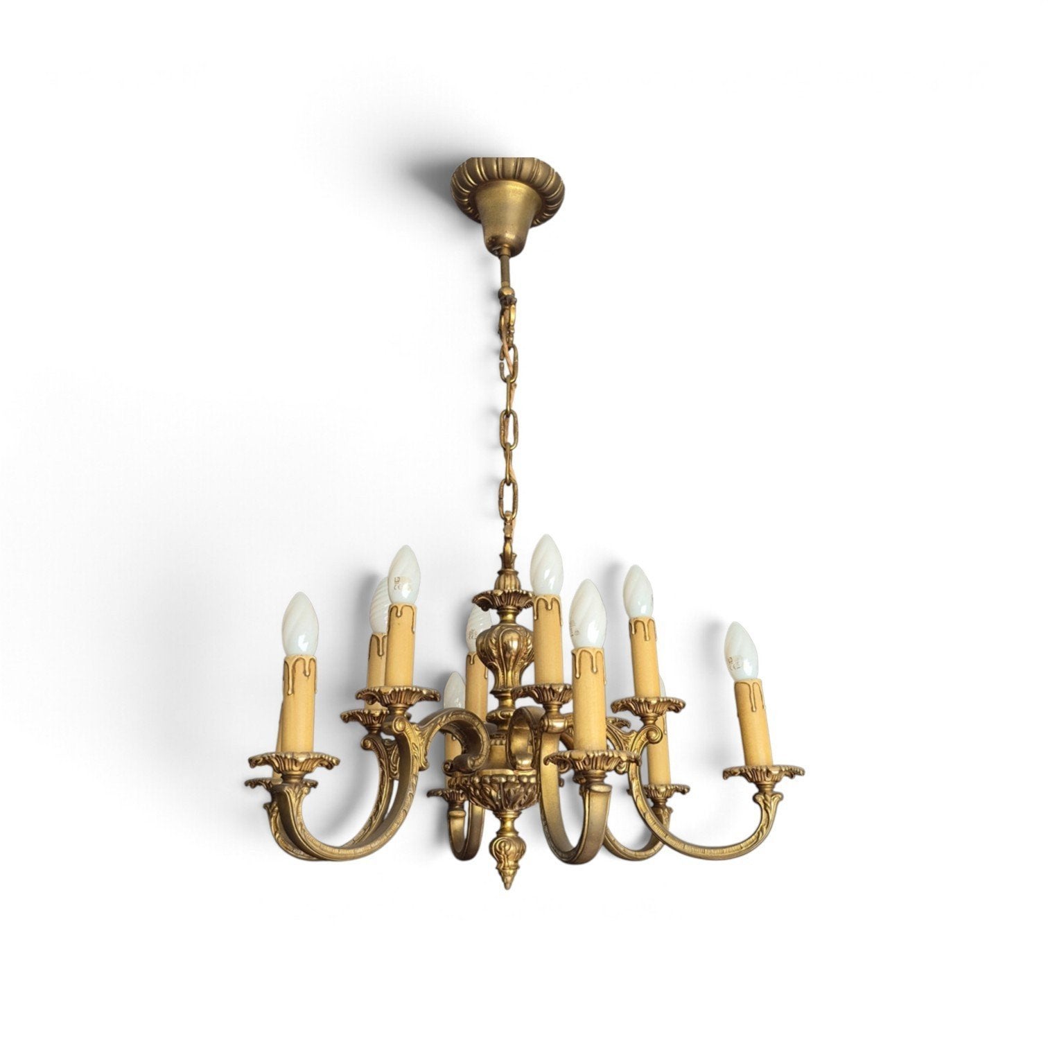 Lustre à 12 branches en cuivre épais, Klassiek, Enlèvement, Utilisé, E14 (petit)