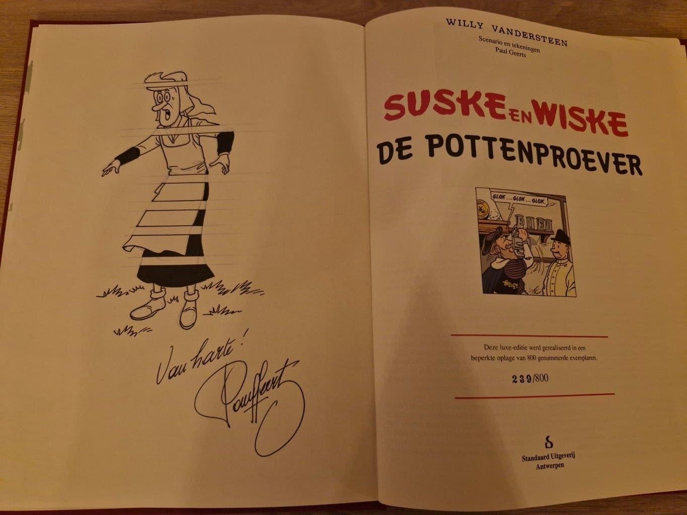 Gesigneerde originele tekening in Linnen HC , genummerd, Willy Vandersteen, Eén stripboek, Ophalen of Verzenden, Zo goed als nieuw