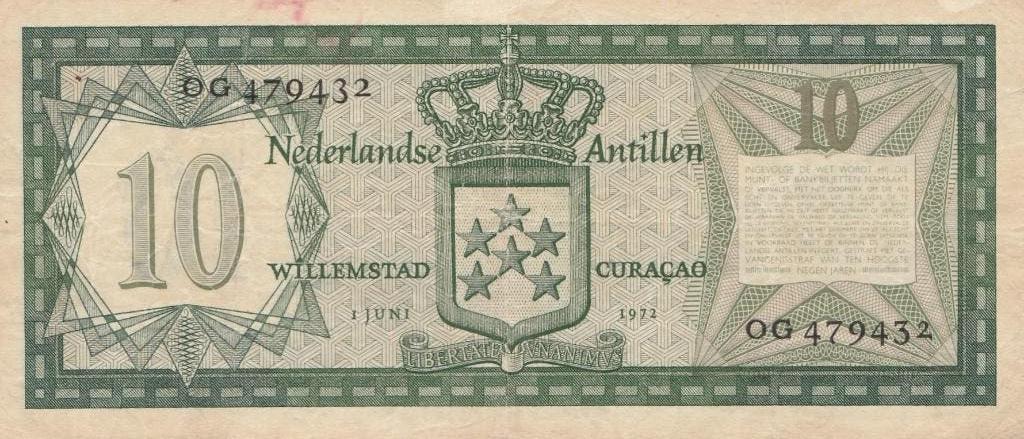 Billet de 10 florins des Antilles néerlandaises 1972, Timbres & Monnaies, Billets de banque | Amérique, Enlèvement ou Envoi