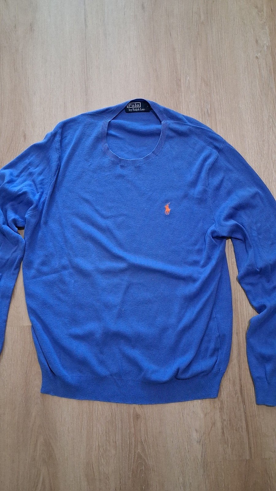 Originele Polo Ralph Lauren Trui Blauw / Oranje Logo  Maat M, Ophalen of Verzenden, Polo Ralph Lauren, Gedragen, Algemeen