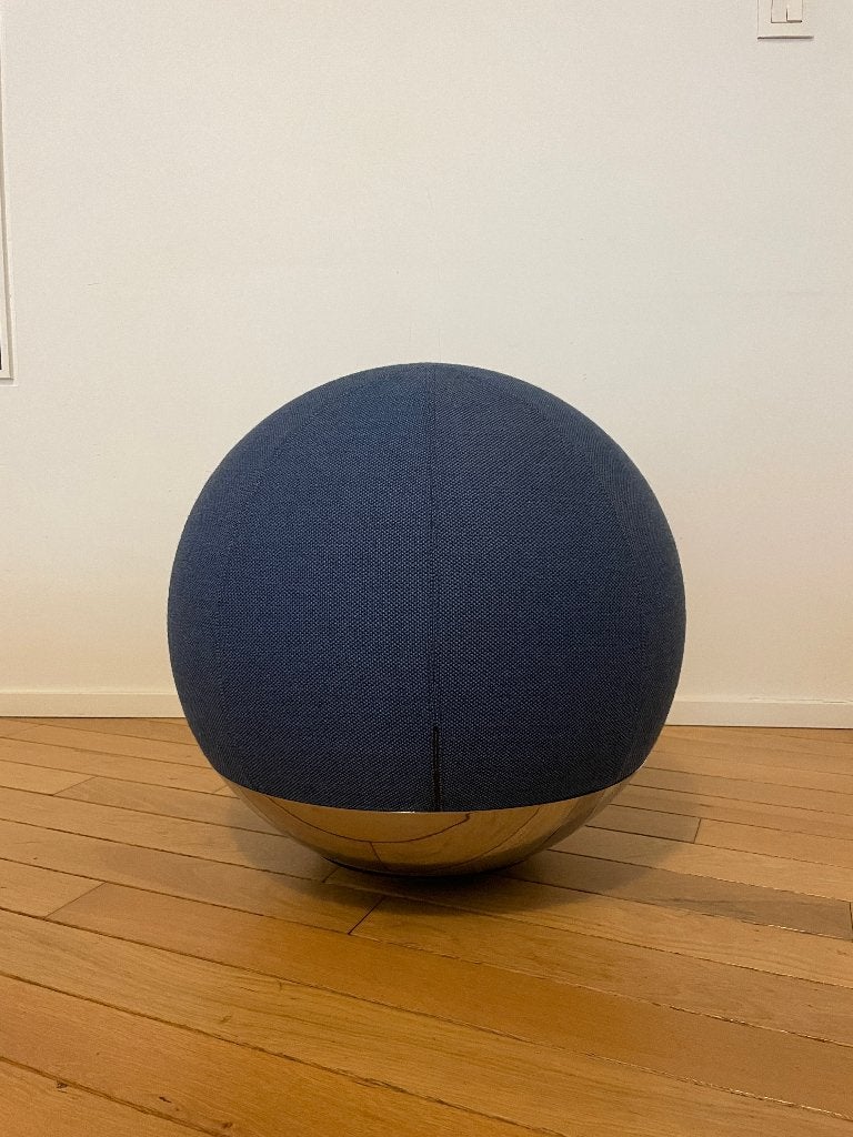 Materia, Boullée zitbal, blauw met metallic onderkant, Chaise boule, Enlèvement, Utilisé, Bleu