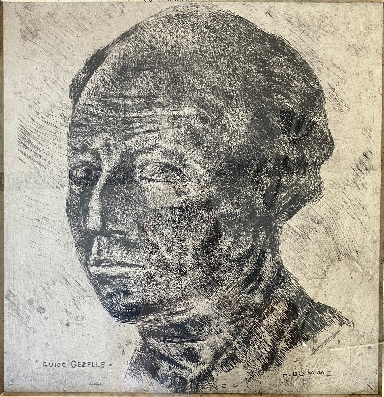Ets Alfons Blomme (1889-1979) Guido Gezelle, Antiquités & Art, Enlèvement, Eau-forte