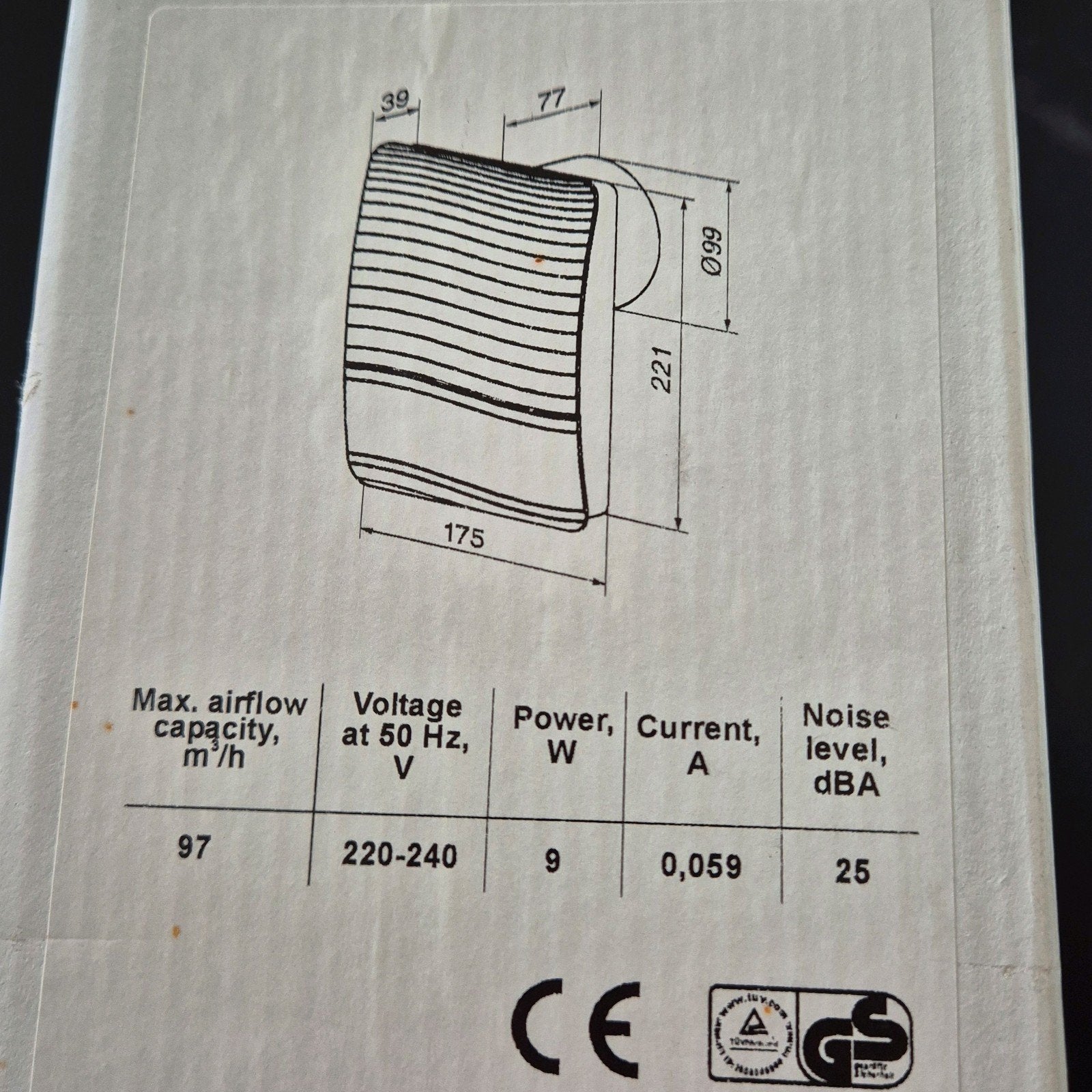 SIKU Wand- en plafondventilator 240 V 97 m³/h 100 (NIEUW), Ophalen of Verzenden, Nieuw