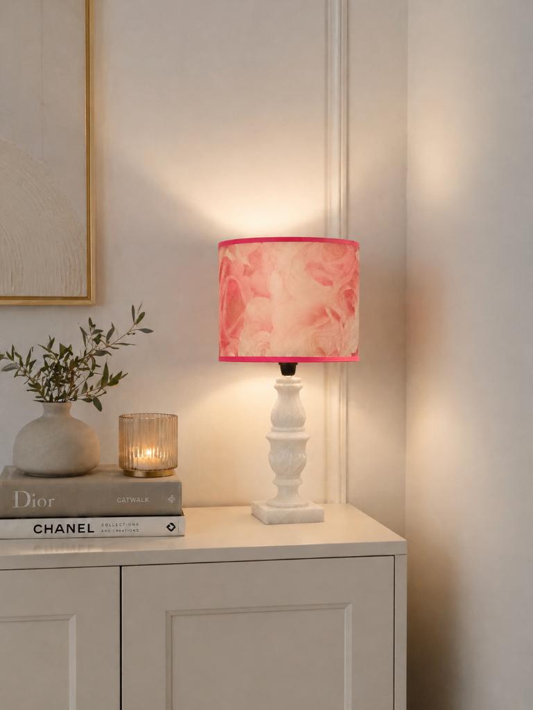 Lampe vintage albâtre véritable abat jour fibre de verre, Moins de 50 cm, Comme neuf, Autres matériaux, Néo classique