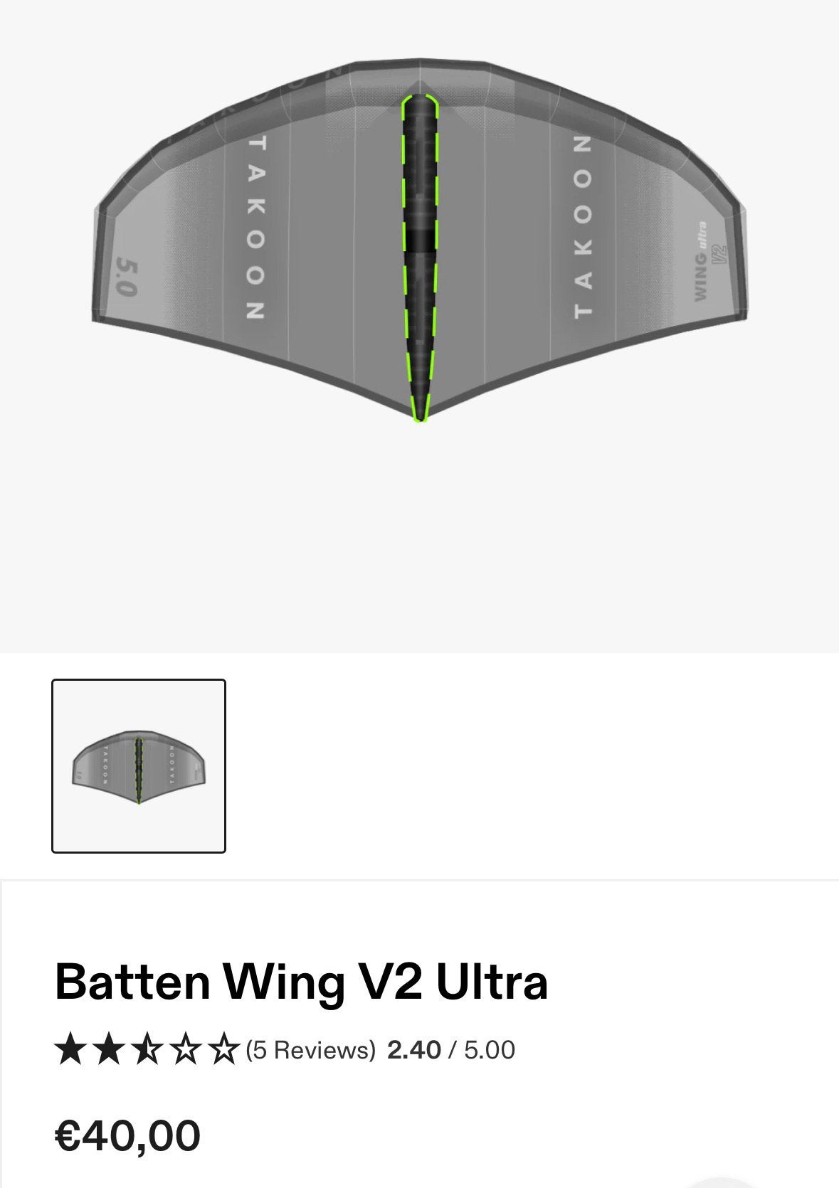 Jambe de force Takoon Wing Ultra V2 6.0, Sports nautiques & Bateaux, Enlèvement, Neuf, Wingsurf-aile