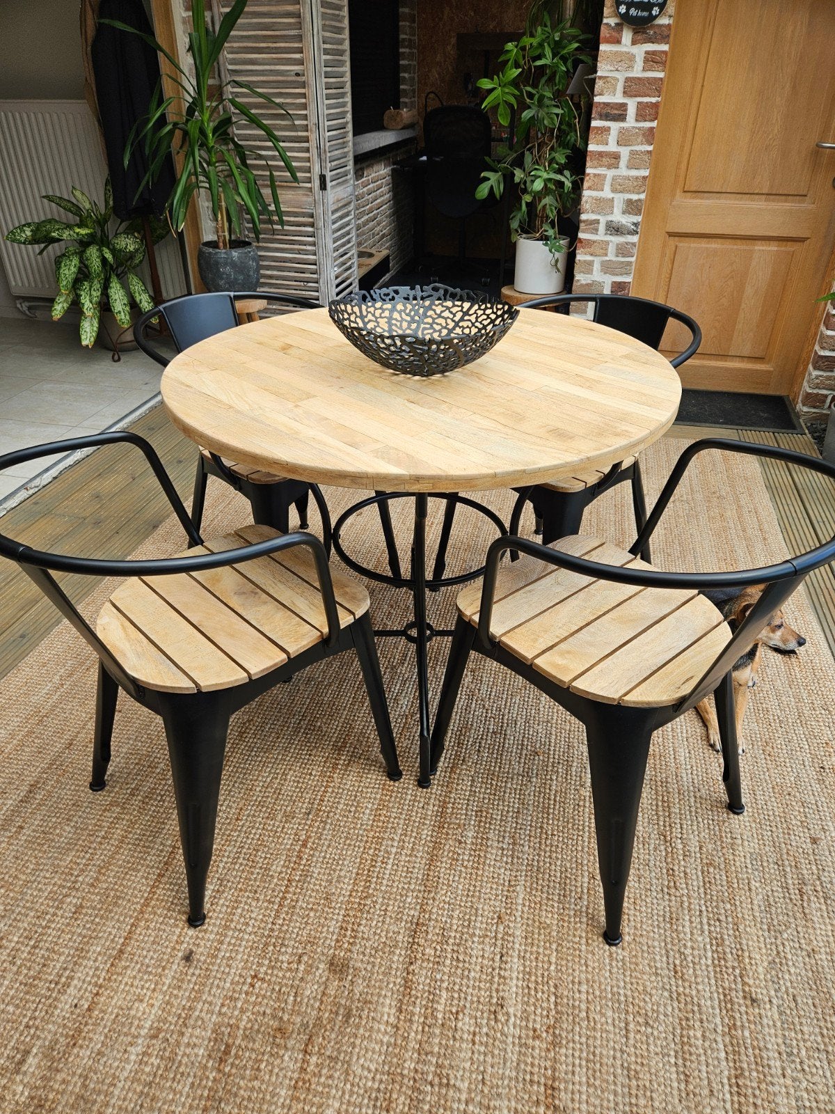 Table + 4 chaises métal et bois, Enlèvement, Métal