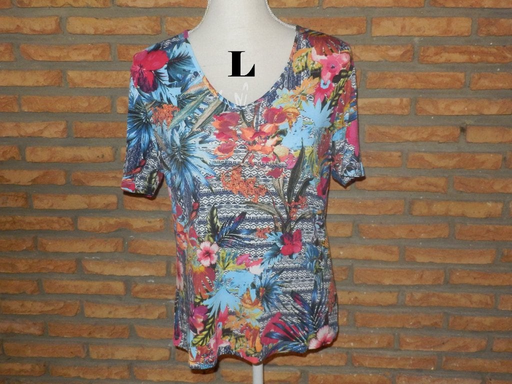 (169) -tee shirt femme t.L coloré - christine laure -, Vêtements | Femmes, Manches courtes, Taille 38/40 (M), Enlèvement ou Envoi