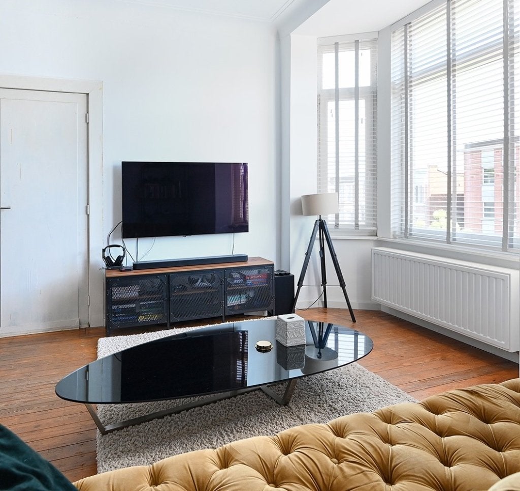 Natuzzi design salontafel – zwart glas, Ophalen, 50 tot 100 cm, Designer, 150 tot 200 cm