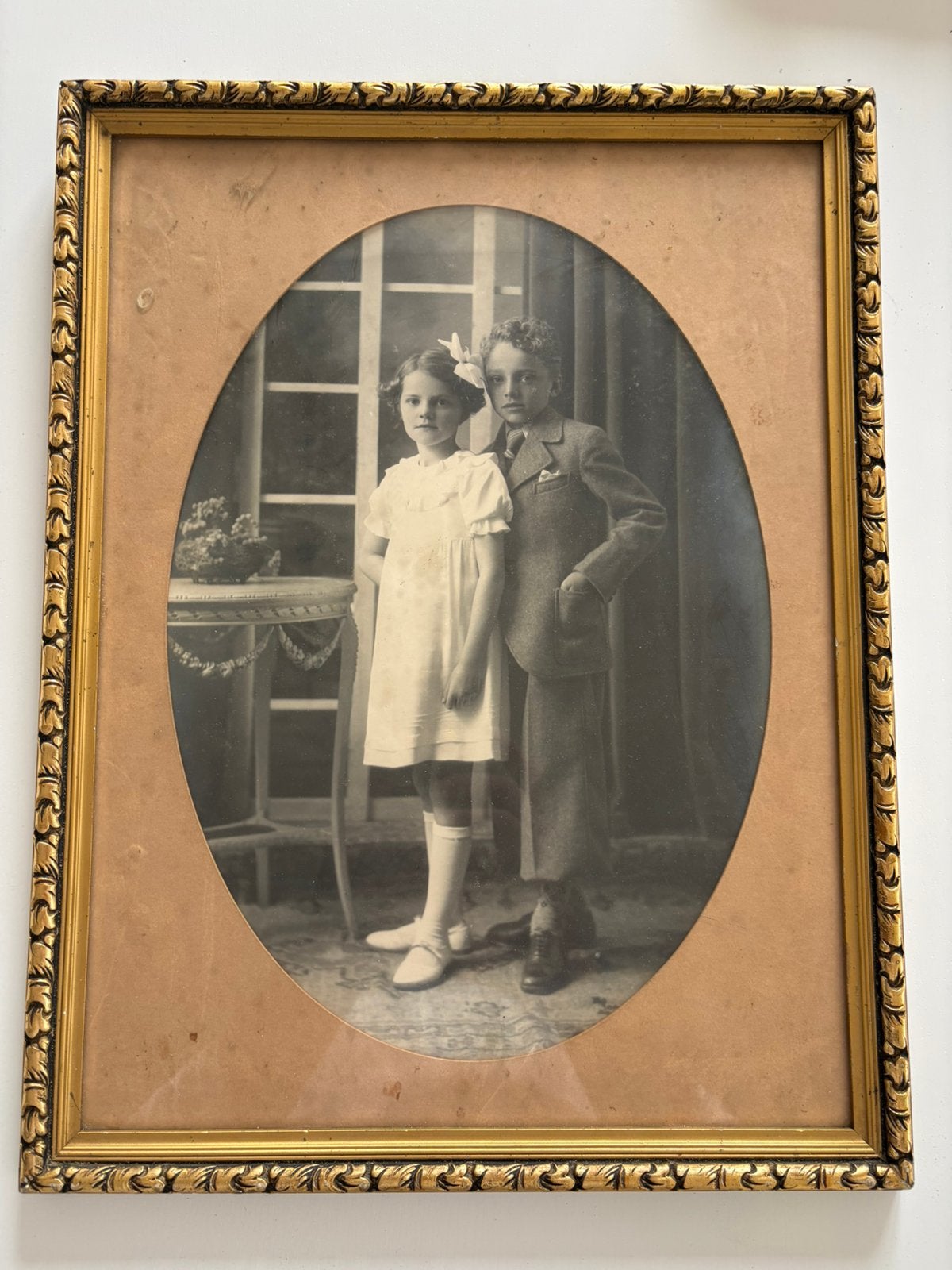 Vintage foto in prachtige kader, Antiek en Kunst, Ophalen of Verzenden
