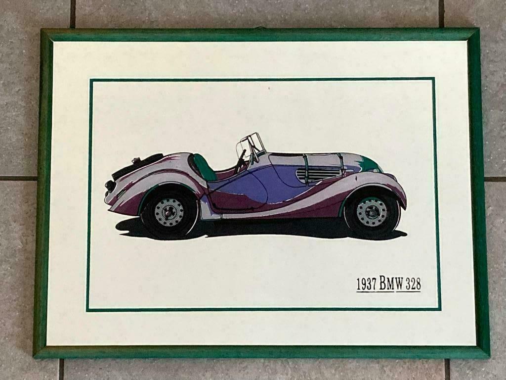 BMW 328 - 1937 -spiegelkader -40/30cm., Ophalen of Verzenden, Gebruikt, Auto's