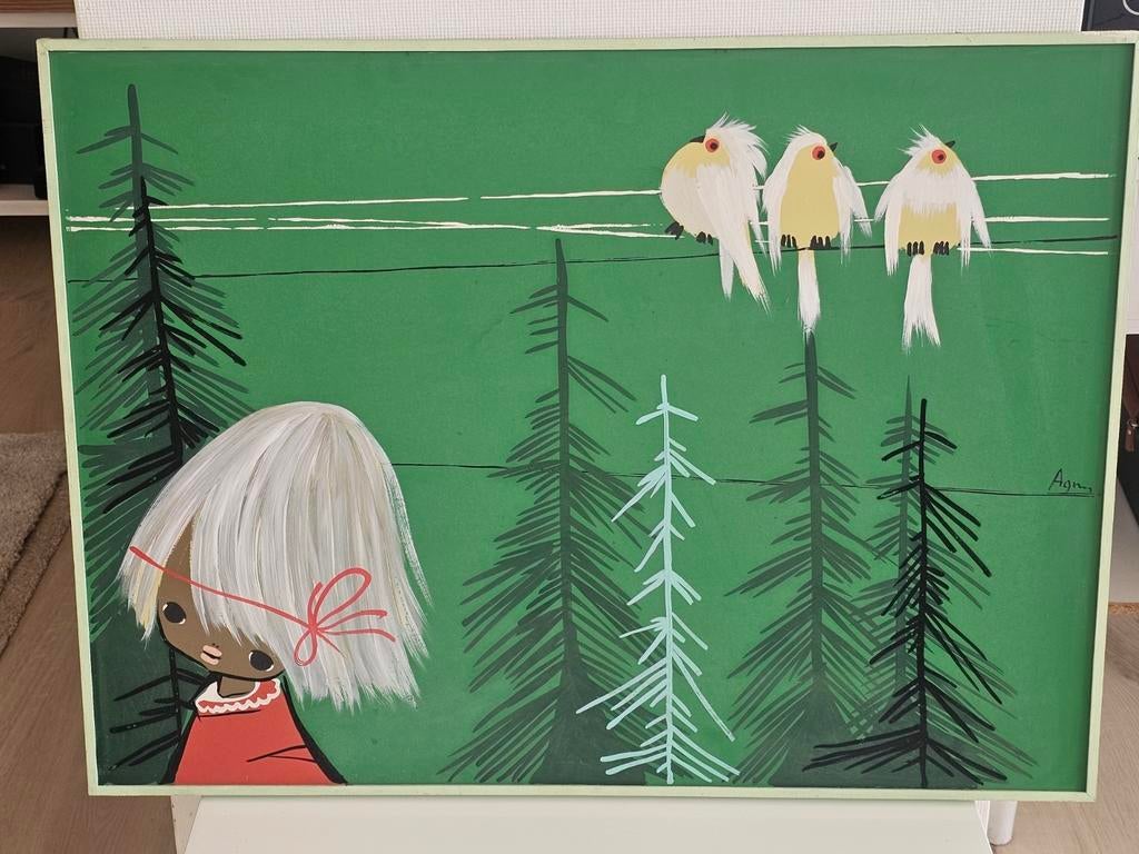 vintage Agnès blonde art, Antiek en Kunst, Kunst | Schilderijen | Modern, Ophalen of Verzenden