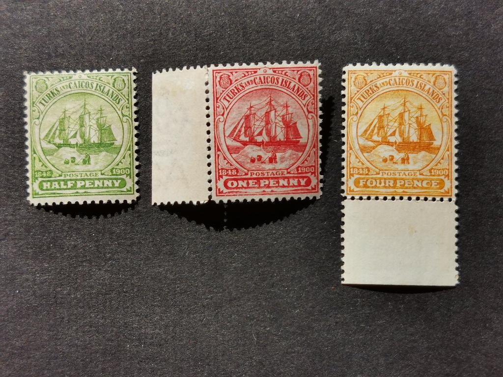 Turks & Caicos Islands 1900 - wapenschild, zeilschip *, Ophalen of Verzenden, Postfris, Midden-Amerika