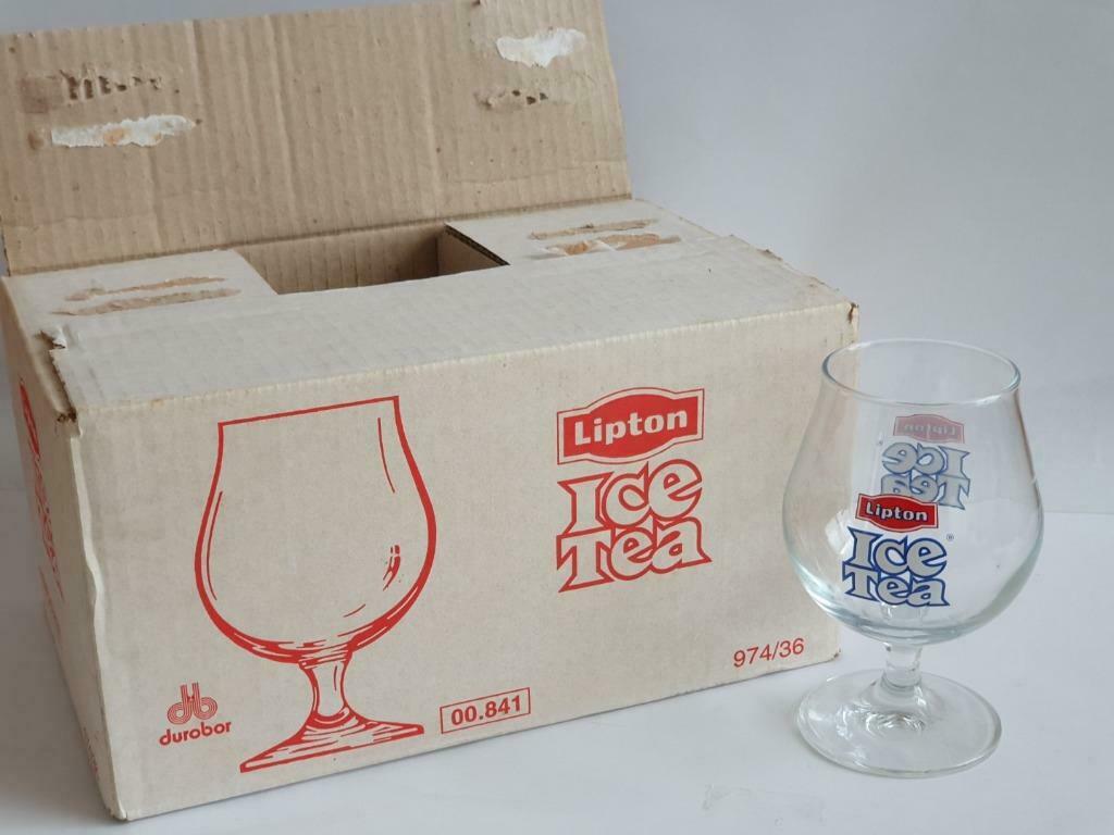 Lipton Ice Tea, verre sur pied, 6 pièces, neuf, Collections, Marques & Objets publicitaires, Neuf, Ustensile, Enlèvement ou Envoi