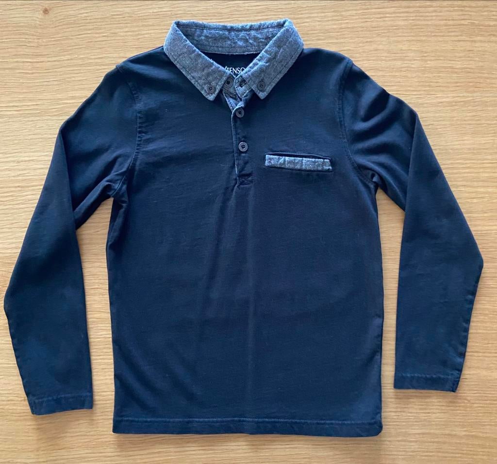 Polo noir léger à longues manches - 8 ans - 5€, Kinderen en Baby's, Zo goed als nieuw, Inextenso, Jongen, Shirt of Longsleeve
