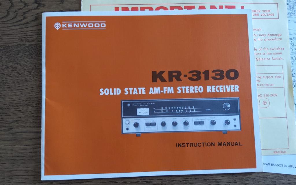 Manuel et Schematique Kenwood KR-3130, Autres marques, Moins de 60 watts, Enlèvement ou Envoi, Comme neuf
