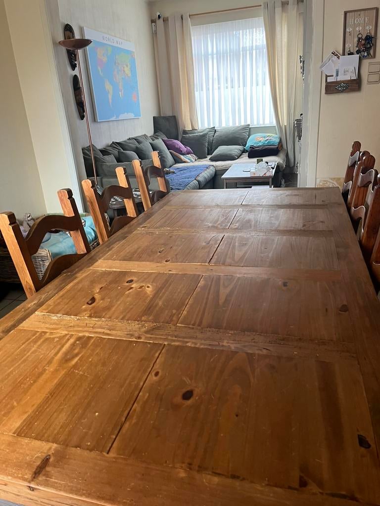 Eettafel met 8 stoelen, Huis en Inrichting, Tafels | Eettafels, Ophalen, Gebruikt, Vijf personen of meer, Mecicaans