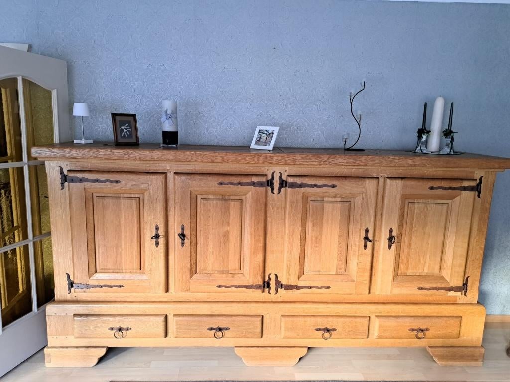 Rustiek eikenhouten eetkamer, Huis en Inrichting, Ophalen, Zo goed als nieuw, 4 tot 6 stoelen
