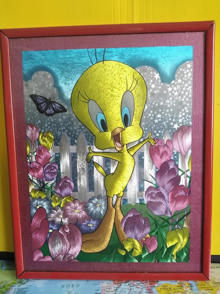 Cadre Titi avec léger relief - vintage, Enlèvement ou Envoi