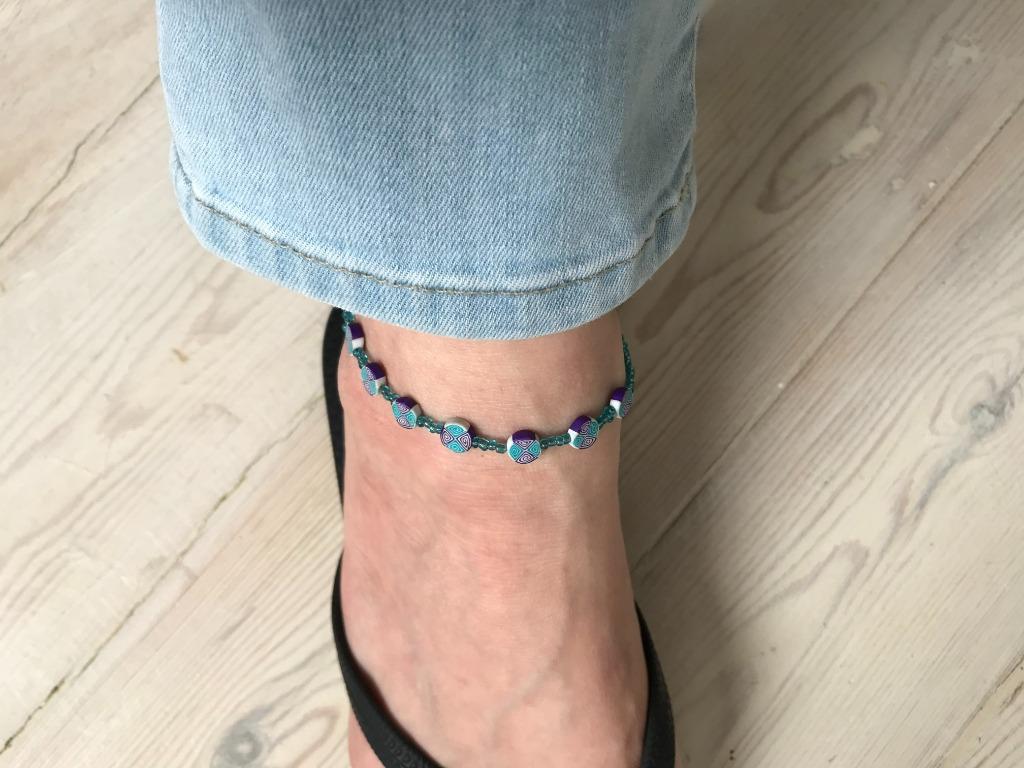 Blauw enkelbandje, Ophalen of Verzenden, Gebruikt, Overige materialen