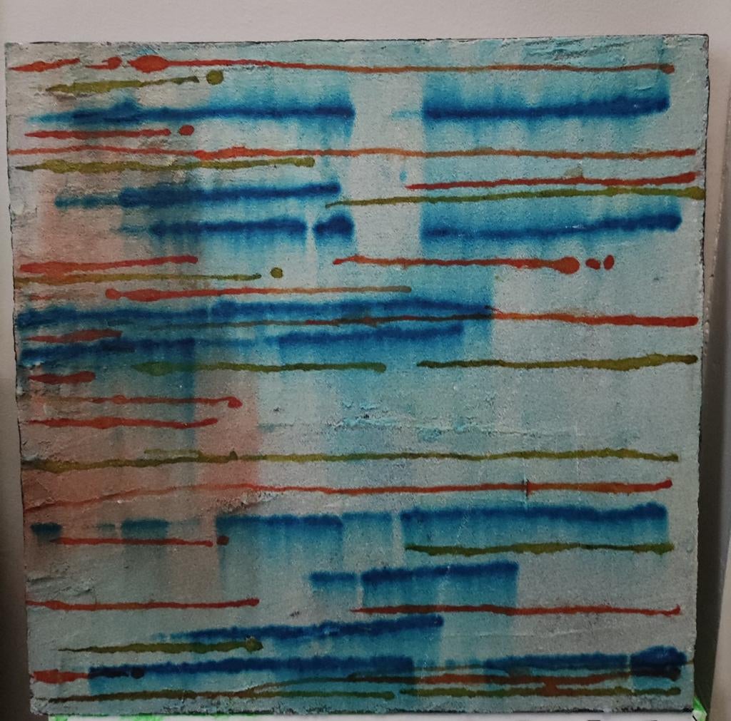 Travail abstrait avec des lignes sur un fond de sable, Antiquités & Art, Enlèvement ou Envoi