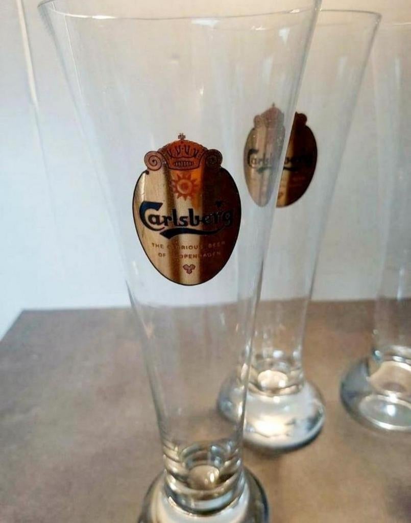 Carlsberg/ 6 x fluitglazen, Ophalen of Verzenden, Gebruikt, Glas of Glazen, Overige merken