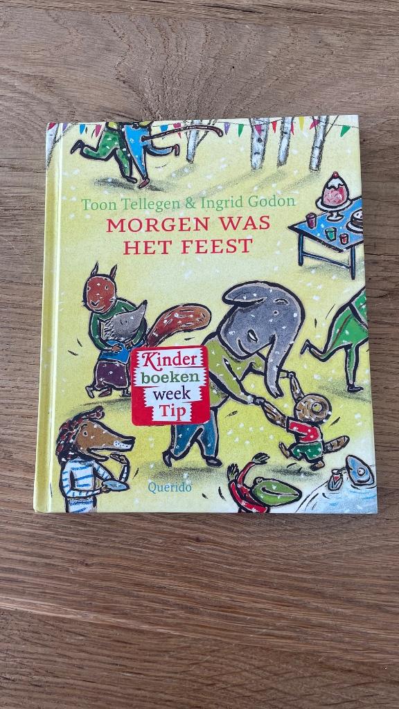 Boek morgen was het feest, 5 of 6 jaar, Fictie algemeen, Jongen of Meisje, Nieuw