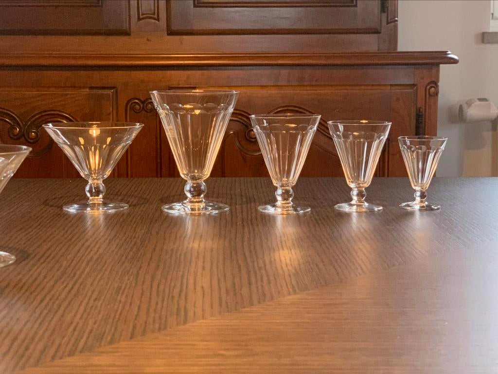 Mooie complete set kristalglazen Val Saint Lambert, Ophalen, Zo goed als nieuw