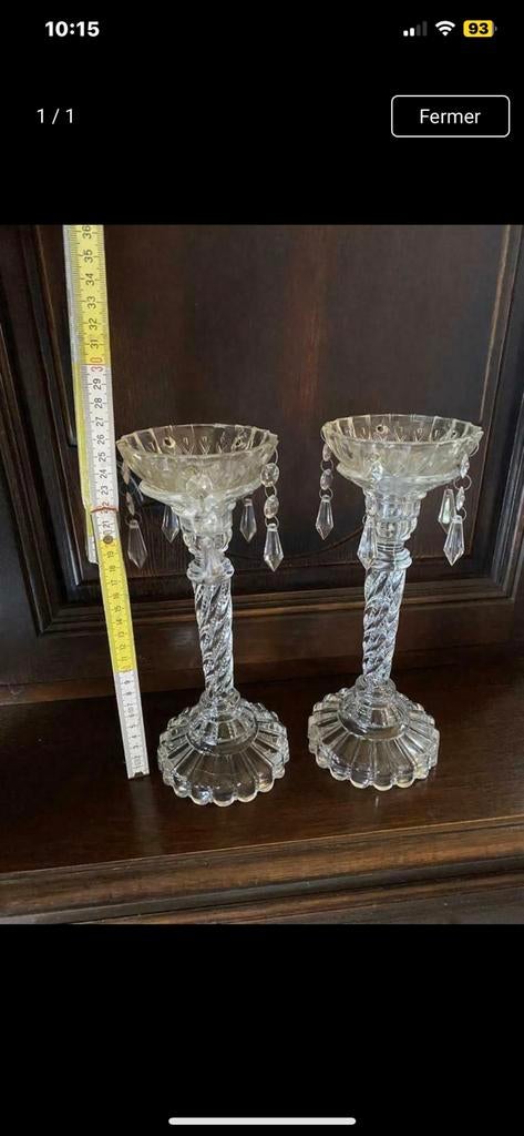 Bougeoirs ancien en cristal