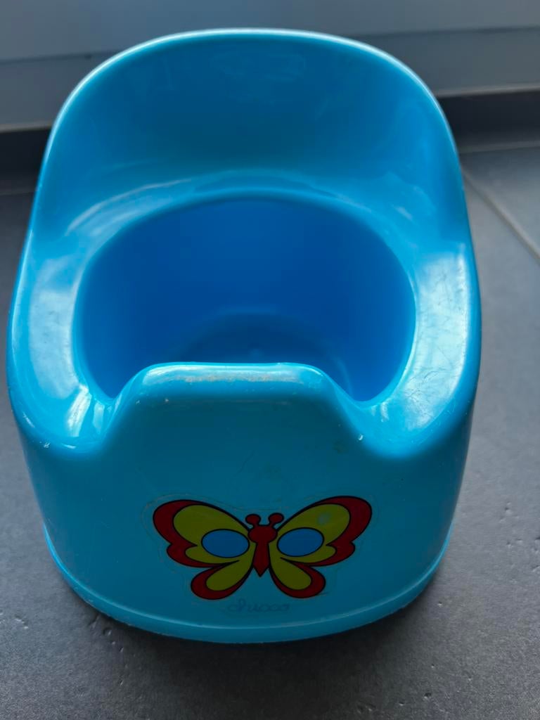 Chicco kinderpotje blauw met vlindersticker., Ophalen of Verzenden, Gebruikt