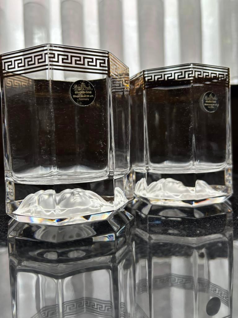 Versace Medusa D’or by Rosenthal,Germany 2 whisky glazen, Antiquités & Art, Enlèvement