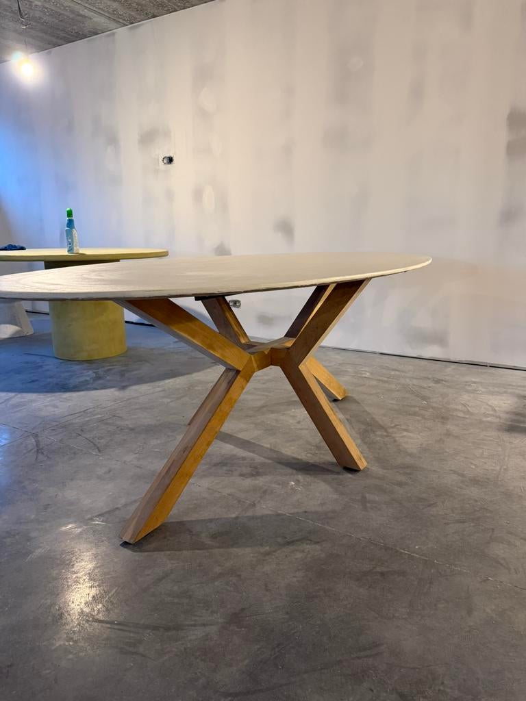 Handgemaakte Mortex Tafel, Wit- Nieuw!, Huis en Inrichting, Tafels | Eettafels, Ophalen, Nieuw, Vijf personen of meer