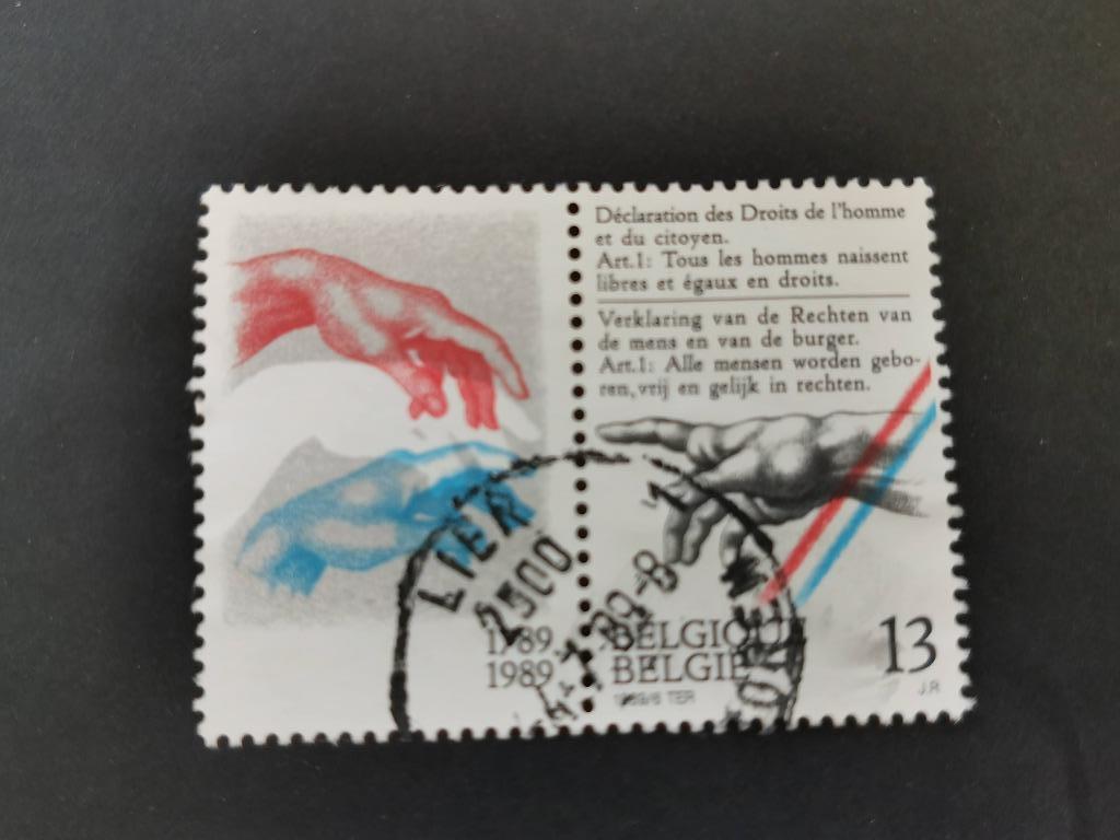 Belgie 1989 - Verklaring van de Rechten van de Mens, Ophalen of Verzenden, Gestempeld