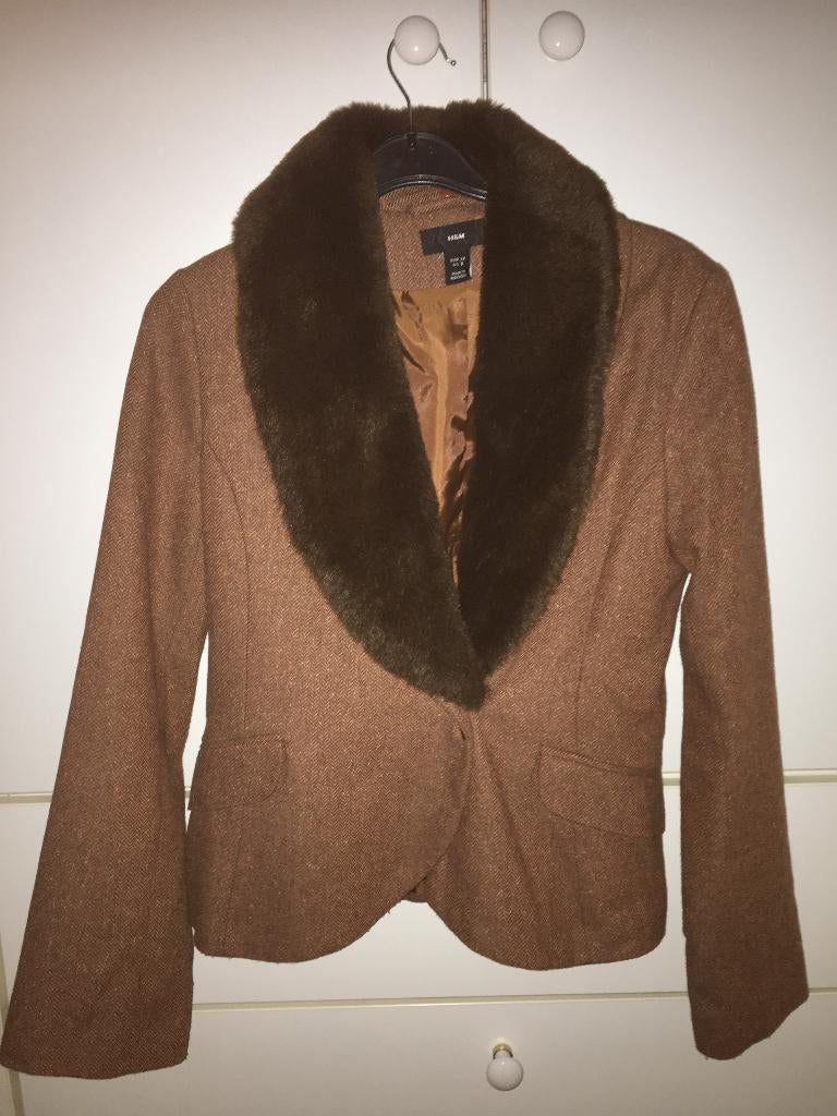 blazer dames 38 - H&M - 50 % wol, Maat 38/40 (M), H&M, Bruin, Nieuw