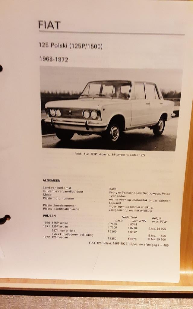 Fiat 125 polski technische fiche, Enlèvement ou Envoi, Comme neuf