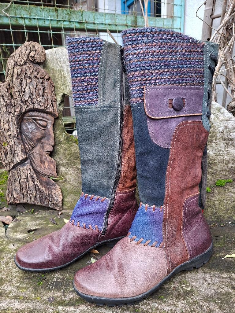 Think laarzen schoenen leer botten paars boho 40 gst patches, Kleding | Dames, Schoenen, ANDERE, Verzenden, Zo goed als nieuw