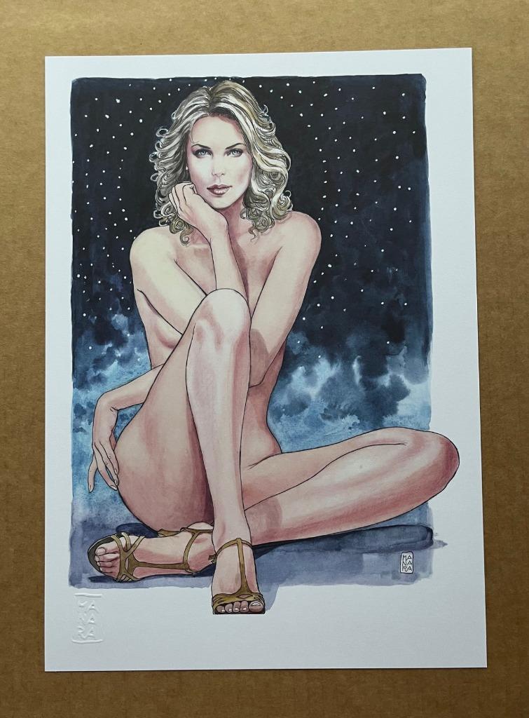 Manara - Kunstillustratie - Charlize Theron, Boeken, Stripverhalen, Verzenden