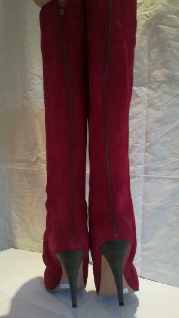 175B* REBECA SANVER superbes bottes rouges full CUIR (36), Rouge, Porté, Bottes hautes, Envoi