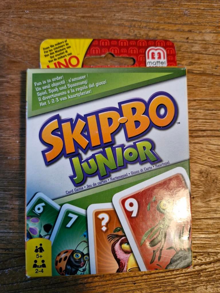Skipbo junior, insectenthema, 5+, 2-4 spelers, Hobby en Vrije tijd, Gezelschapsspellen | Kaartspellen, Ophalen of Verzenden