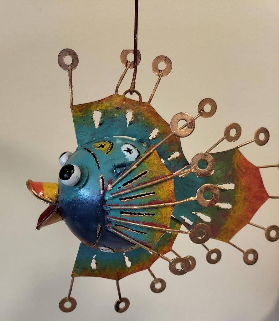 Decoratieve gekleurde metalen vis, Tuin en Terras, Ophalen, Nieuw