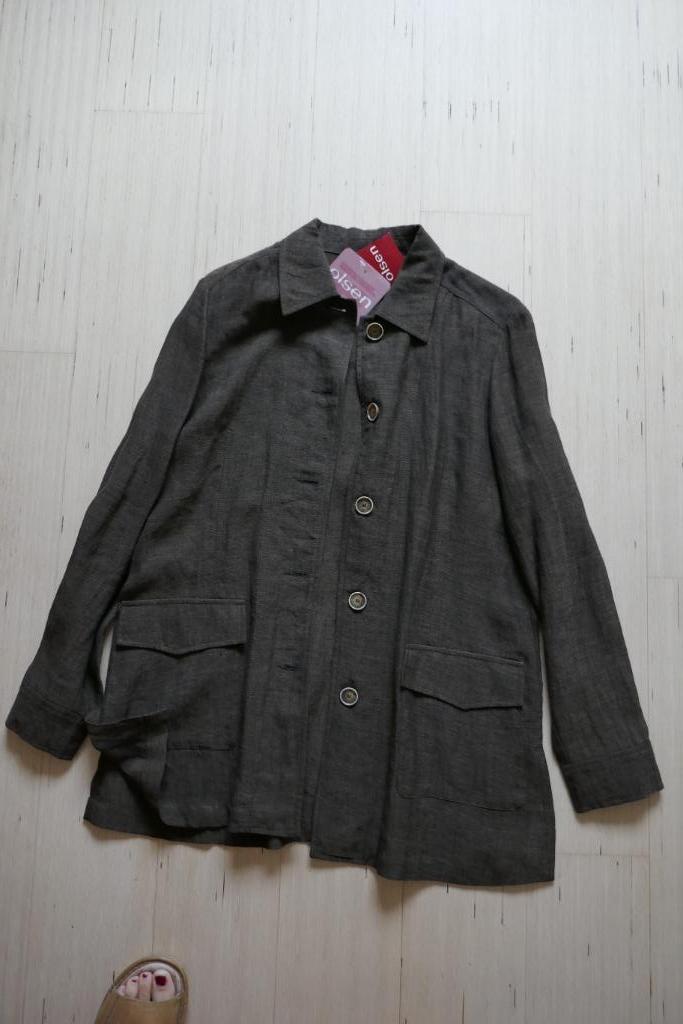 Cardigan long en lin Olsen, modèle oversize, Neuf, Enlèvement ou Envoi, Brun, Taille 38/40 (M)