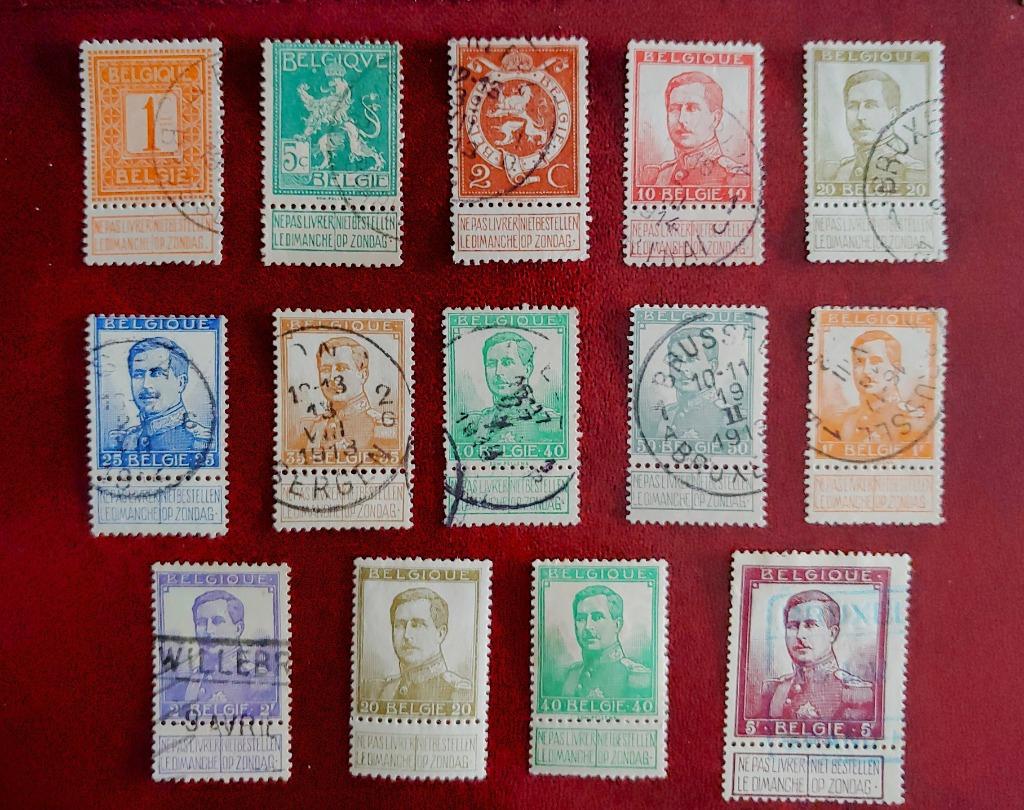 1912 King Albert, Pellens, série complète, fine, estampillée, Oblitéré, Enlèvement ou Envoi, Chefs d'Etat, Affranchi